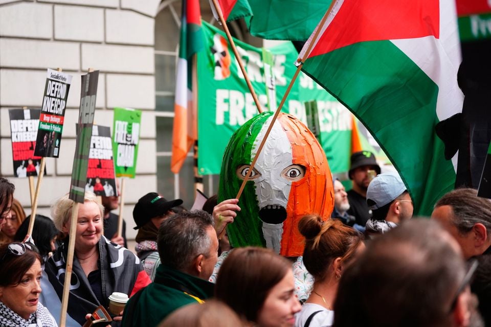 Supporters of Kneecap's Liam Og O hAnnaidh outside Westminster Magistrates' Court. Photo: Ben Whitley/PA Wire